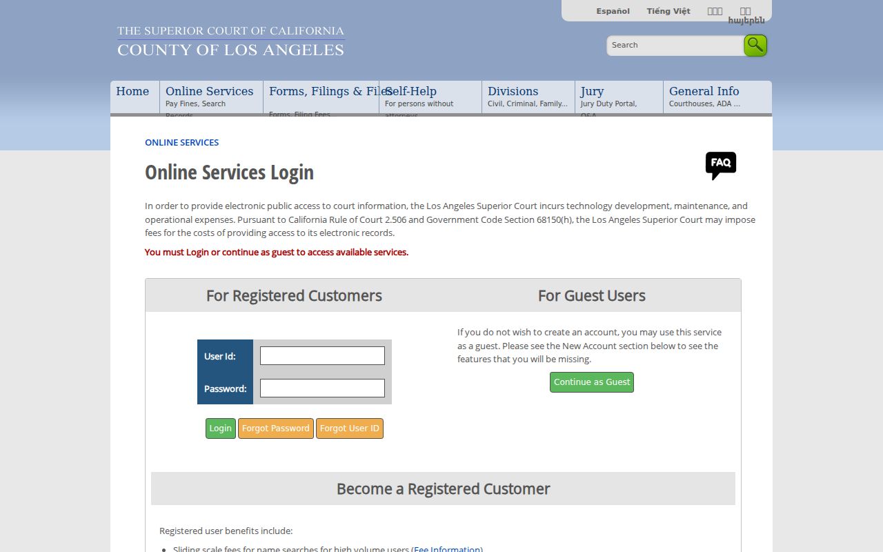 West Covina previous residents court document image search
