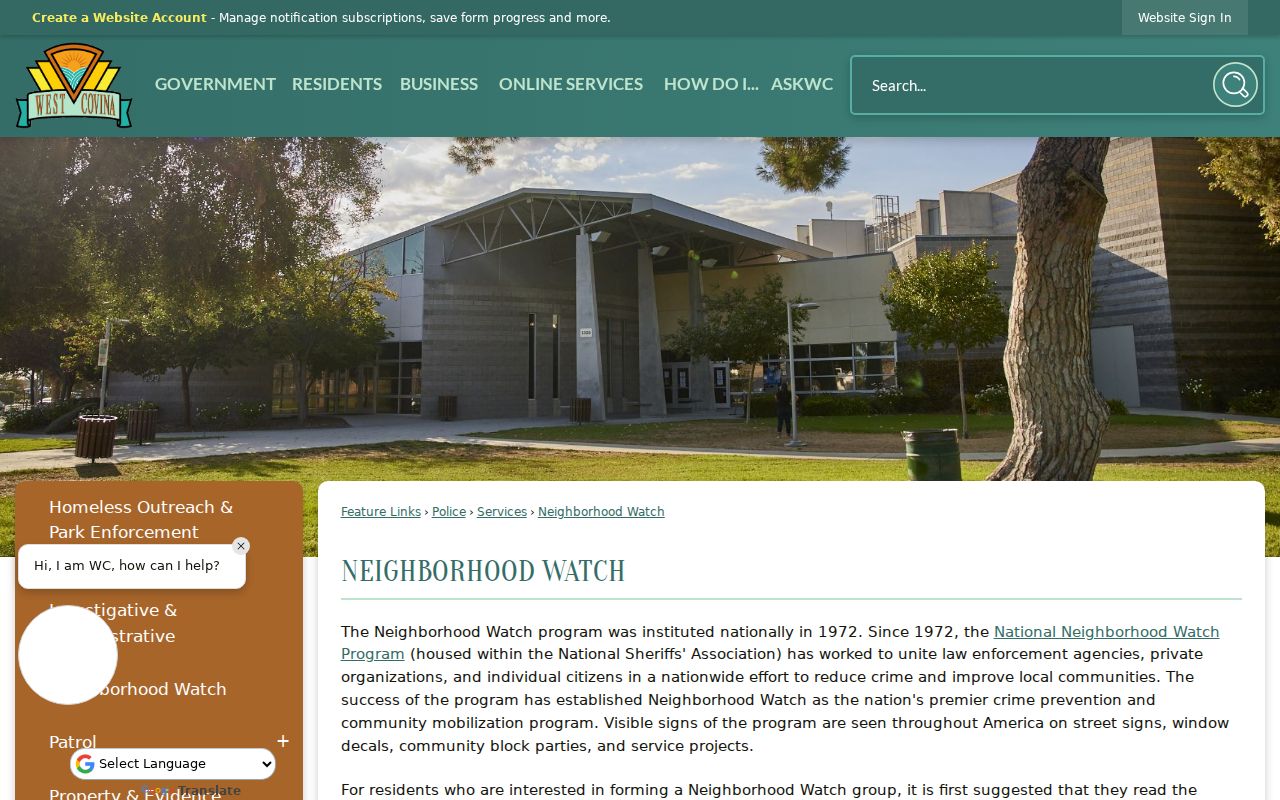 West Covina ZIP code directory Neighborhood Watch contact guidance